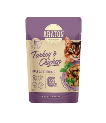 Araton Adult Cat Sterilised Turkey and Chicken 85g
