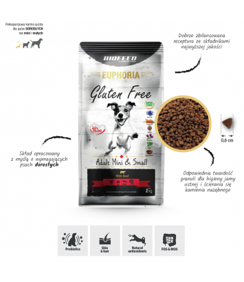 Euphoria Gluten Free Adult Mini & Small z wołowiną 2kg