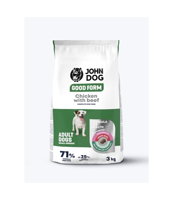 John Dog Kurczak z wołowiną i ryżem dla dorosłych psów małych ras 3kg
