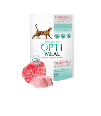 Optimeal Sterilised Beef & Turkey filets 85g