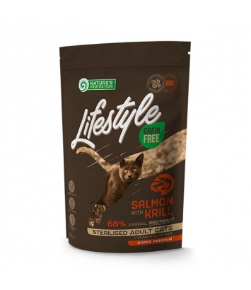 Nature's Protection Lifestyle GF Sterilised Cat Salmon with Krill 400g