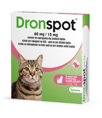 Dronspot 60mg (krople dla kotów od 2,5 do 5kg) 1 pipeta