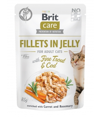 Brit Care Cat Fillets in Jelly Trout & Cod 85g