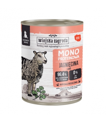 Wiejska Zagroda Mono Jagnięcina dla szczeniąt 800g