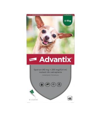 Krople Advantix Spot-on op.4 x 0,4ml (do 4kg)