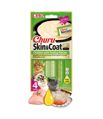 Churu Cat Skin&Coat Chicken with Scallop 4x14g