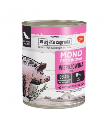 Wiejska Zagroda Mono Wieprzowina dla psa 800g