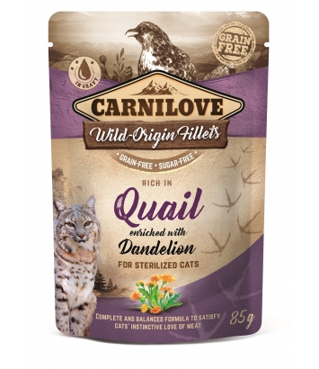 Carnilove Cat Quail & Dendelion Sterilized Adult Cats 85g