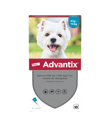 Krople Advantix Spot-on op.4 x 1ml  (4 do 10kg)