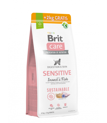 Brit Care Dog Sustainable Sensitive Insect & Fish 12kg + 2kg GRATIS