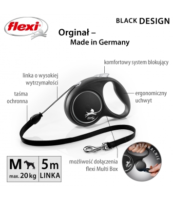 Flexi Black Design M 5m linka